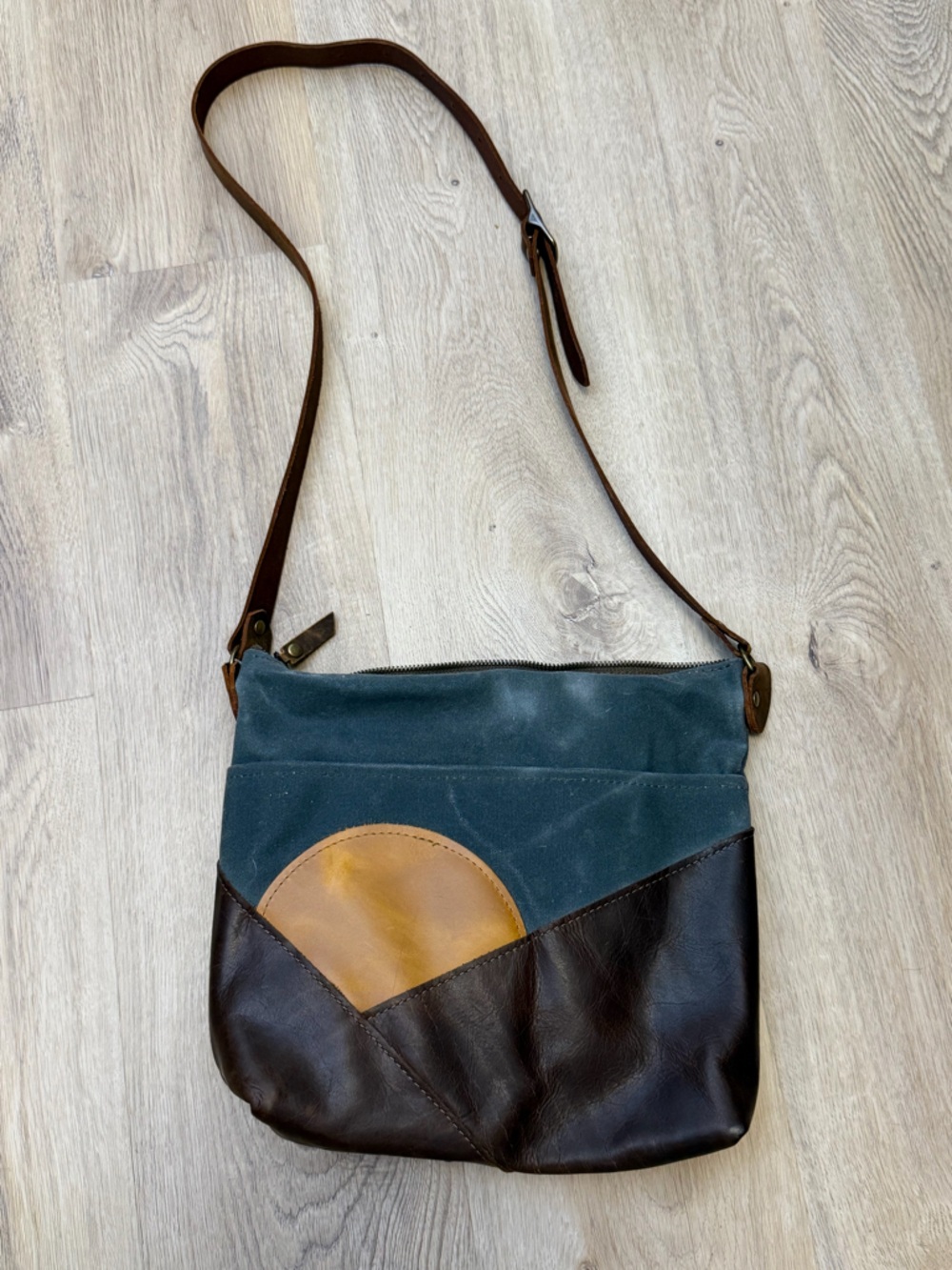 In Blue Leather Satchel